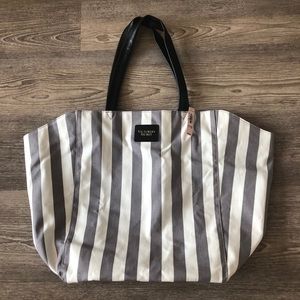 Grey and White striped Victoria’s Secret Tote